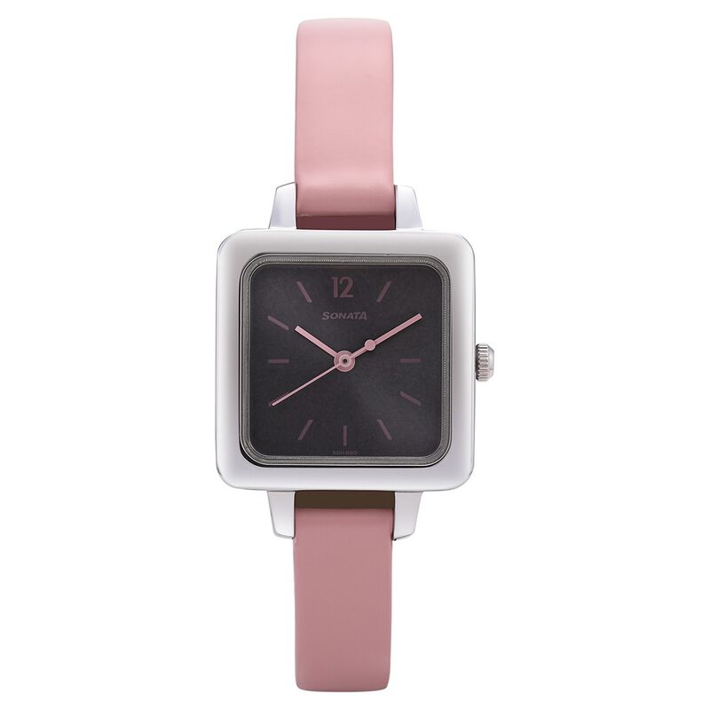 Sonata Splash Grey Dial Women Watch With Leather Strap - image number 1