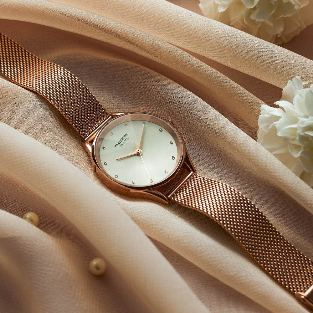Buy Online Sonata Poze Quartz Analog White Dial Rose Gold Color Stainless Steel Strap Watch For Women sp80087wm01 Sonata