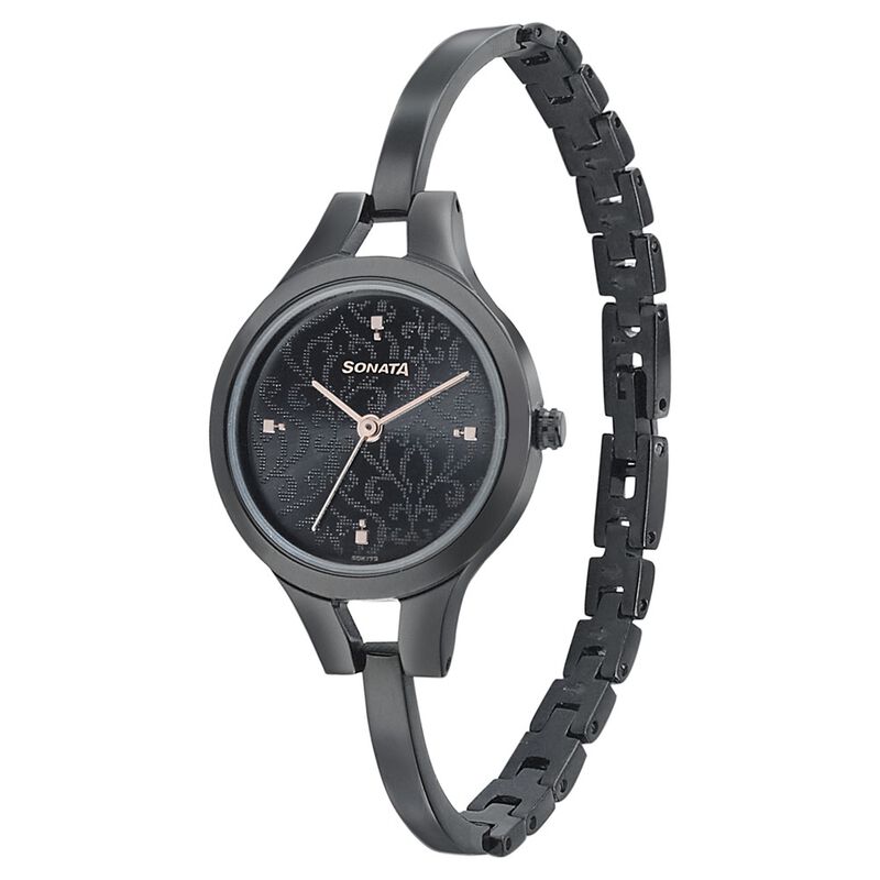 Sonata Onyx Black Dial Women Watch With Stainless Steel Strap - image number 1