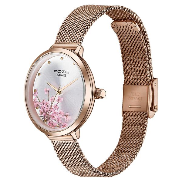 Sonata Poze Quartz Analog Silver Dial Metal Strap Watch For Women - image number 3