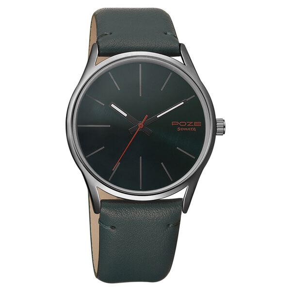 Poze by Sonata Quartz Analog Black Dial PU Leather Strap Watch for Men - image number 1