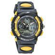 SF Quartz Analog Digital Black Dial PU Strap Watch for Men
