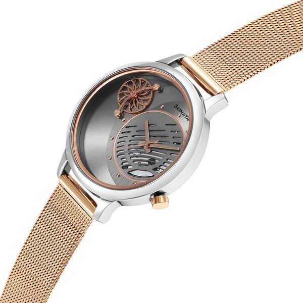 Sonata Unveil Quartz Analog Grey Dial Stainless Steel Strap Watch for Women - image number 2