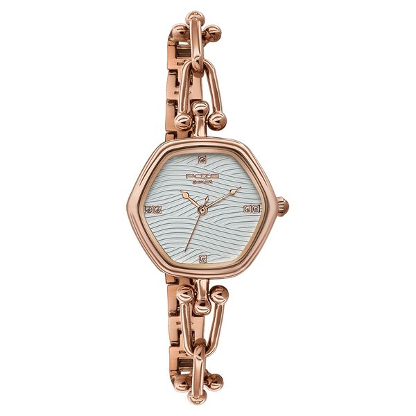 Poze Poze Quartz Analog White Dial Rose Gold Metal Strap Watch For Women - image number 2