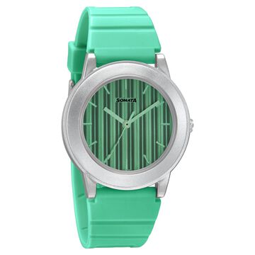 Sonata Play Green Dial Women Watch With Plastic Strap