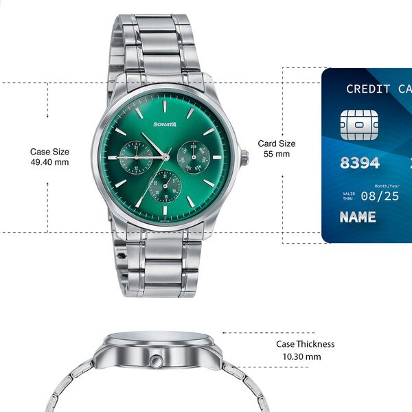 Sonata Men's Work Wear emerald green dial Watch - Premium Multifunction design for everyday style - image number 3