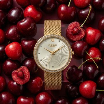 Poze By Sonata Quartz Analog Golden Dial Golden Metal Strap Watch For Women