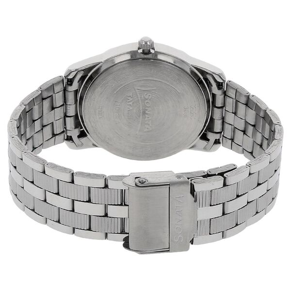 Sonata Quartz Analog Black Dial Stainless Steel Strap Watch for Men - image number 3