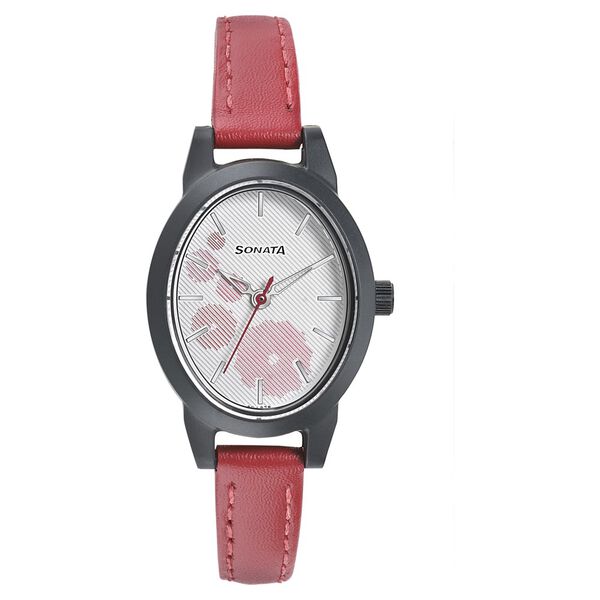 Sonata Essentials White Dial Women Watch With Leather Strap - image number 0
