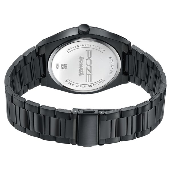 Poze Poze Quartz Analog Black Dial Black Metal Strap Watch For Men - image number 6