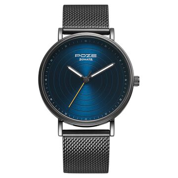Poze by Sonata Quartz Analog Blue Dial Stainless Steel Strap Watch for Men