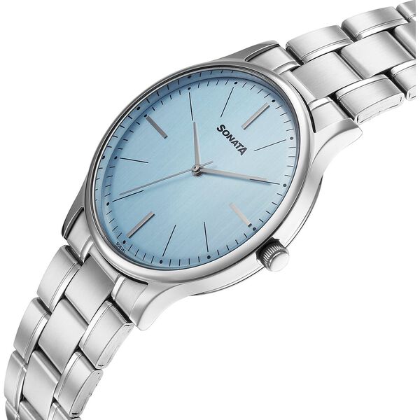 Sonata Aspire Quartz Analog Blue Dial Stainless Steel Strap Watch For Men - image number 2
