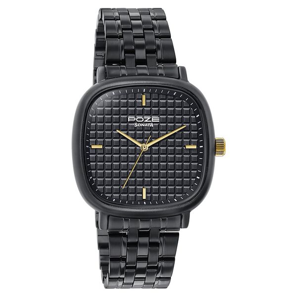 Sonata Poze Quartz Analog Black Dial Black Colour Stainless Steel Strap Watch For Men - image number 1