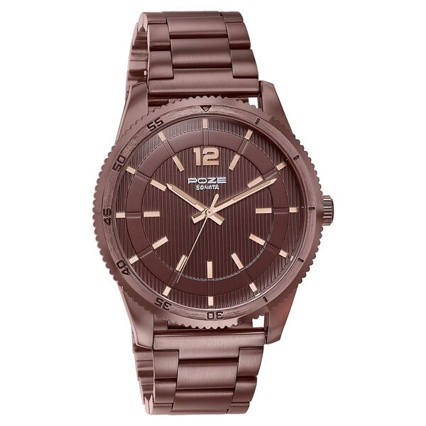 Sonata Poze Quartz Analog Brown Dial Brown Metal Strap Watch For Men - image number 1