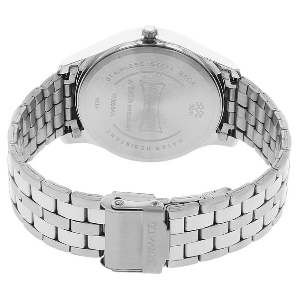Sonata Quartz Analog Silver Dial Stainless Steel Strap Watch for Men - image number 3