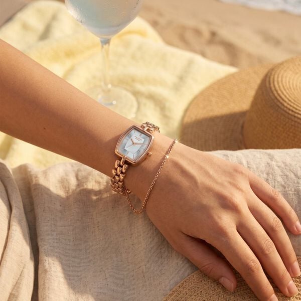 Poze Poze Quartz Analog Silver Dial Rose Gold Metal Strap Watch For Women - image number 7