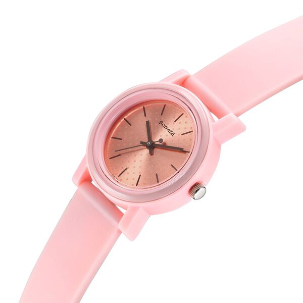 Sonata Dot to Dot Pink Dial Plastic Strap Watch for Women - image number 2