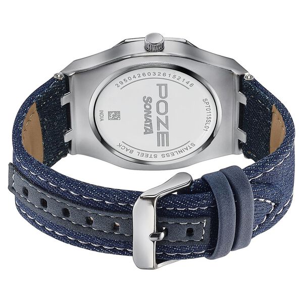Poze Poze Quartz Analog Blue Dial Blue Denim Strap Watch For Men - image number 6