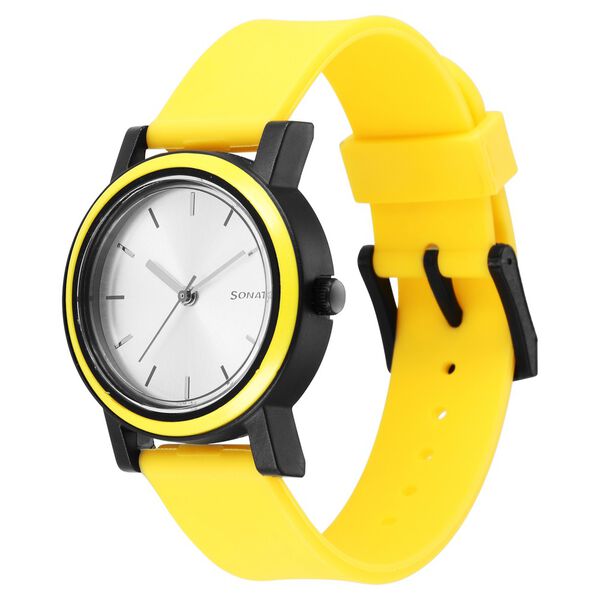 Sonata Pop Silver Dial Women Watch With Polyurethane Strap - image number 1