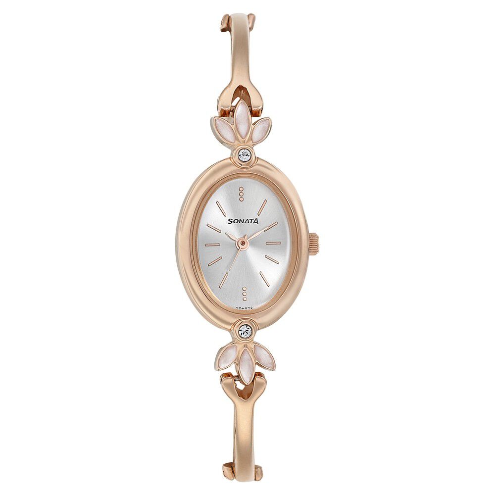 Buy Online Sonata Blush Silver Dial Women Watch With Metal Strap ns8091wm01 Sonata