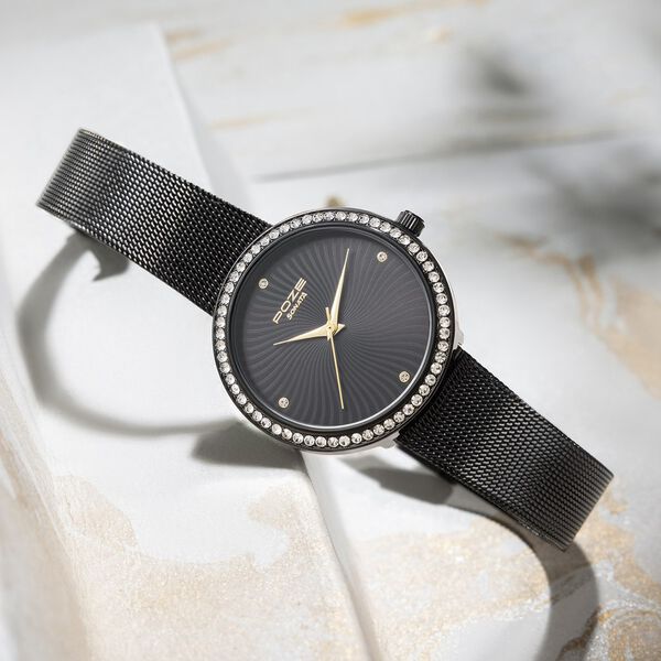 Sonata Poze Quartz Analog Black Dial Mesh Strap Watch for Women - image number 0