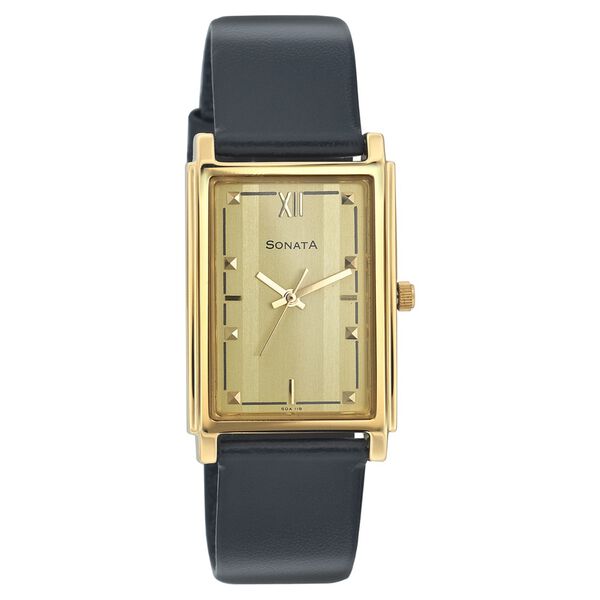 Sonata Quartz Analog Champagne Dial Strap Watch for Men - image number 0