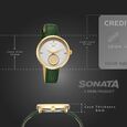 Sonata Gold White Dial Leather Strap Watch for Women with 22K Tanishq Gold Coin - image number 3