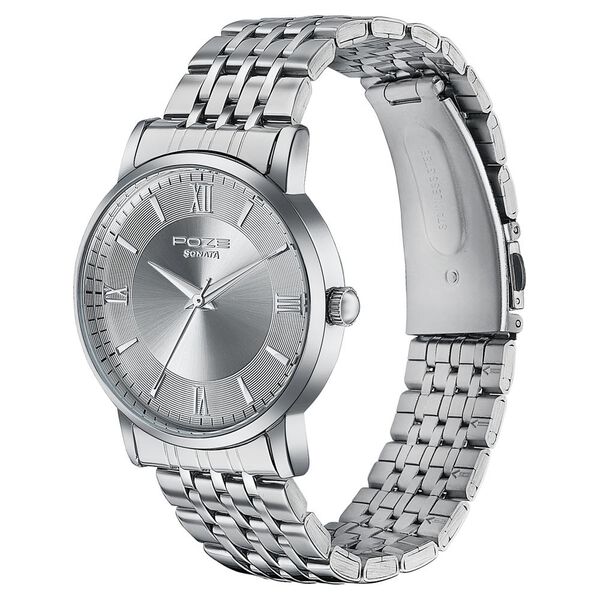 Sonata Poze Quartz Analog Silver Dial Metal Strap Watch For Men - image number 3