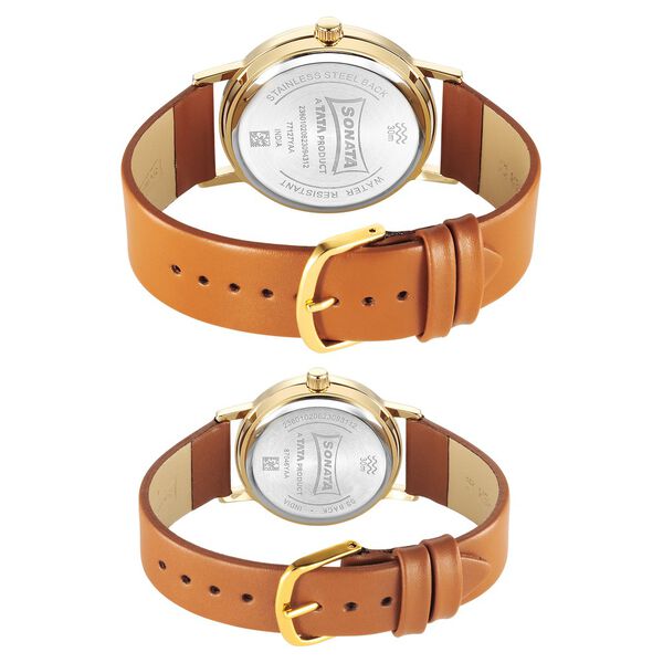 Sonata Pairs Quartz Analog Multicoloured Dial Leather Strap Watch for Couple - image number 3