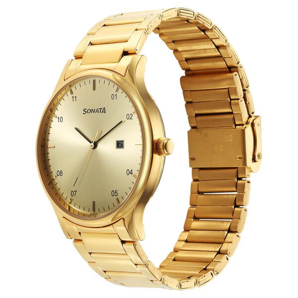 Sonata Quartz Analog with Date Champagne Dial Watch for Men - image number 1