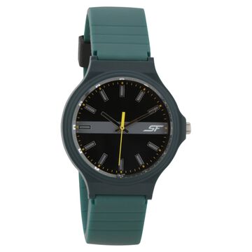 SF Quartz Analog Black Dial Plastic Strap Watch for Men