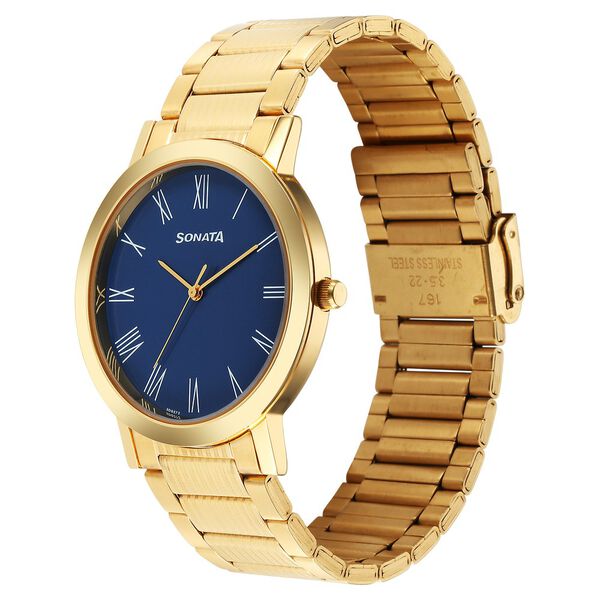 Sonata Utsav Quartz Analog Blue Dial Stainless Steel Strap Watch for Men - image number 1