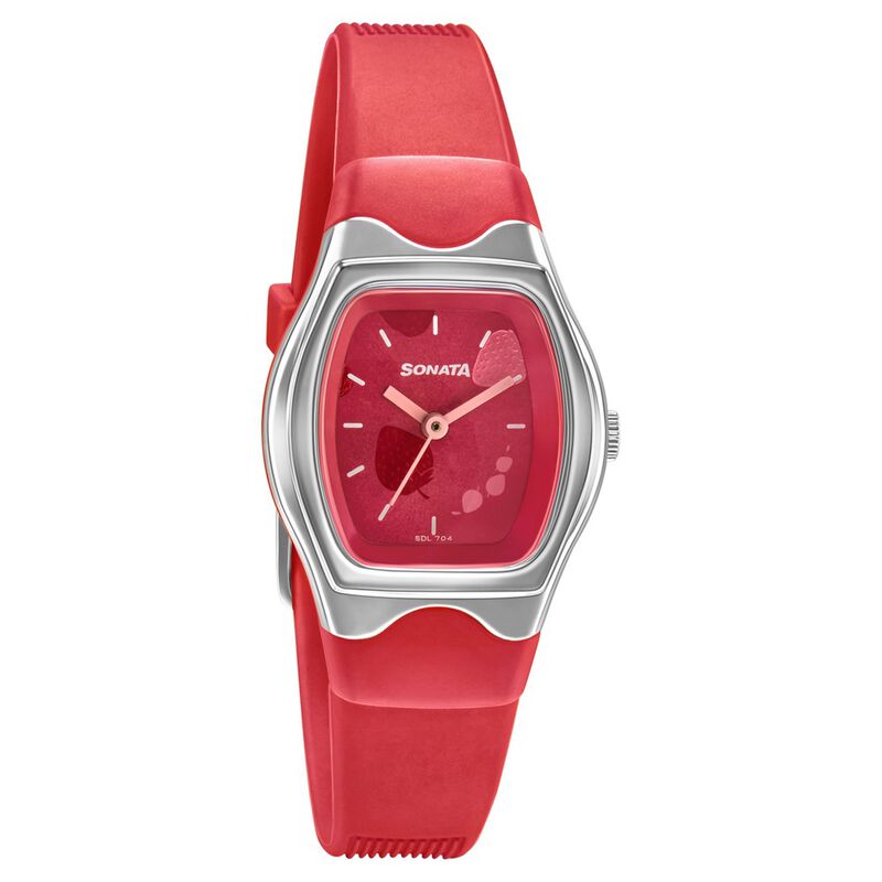 Sonata Play Red Dial Women Watch With Plastic Strap - image number 0