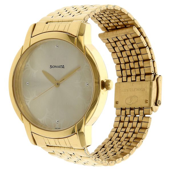 Sonata Quartz Analog White Dial Stainless Steel Strap Watch for Men - image number 1