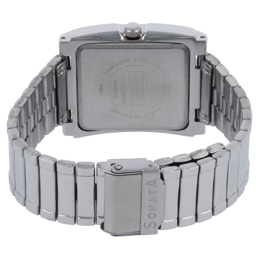 Buy Online Sonata Quartz Analog White Dial Metal Strap Watch for Men nk7946sm01 Sonata
