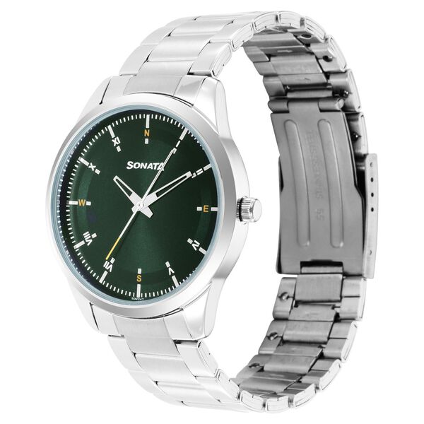 Sonata Force Quartz Analog Green Dial Stainless Steel Strap Watch for Men - image number 1