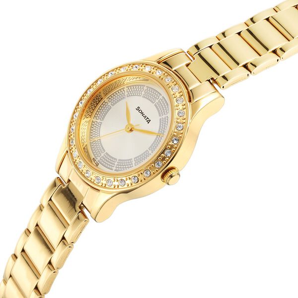 Sonata Quartz Analog Silver Stainless Steel Strap for Women - image number 2