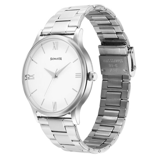 Sonata Aspire Quartz Analog White Dial Stainless Steel Strap Watch for Men - image number 2