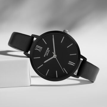 Sonata Poze Quartz Analog Black Dial Leather Strap Watch for Women