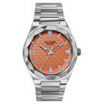 Poze Poze Quartz Analog Orange Dial Silver Metal Strap Watch For Men - image number 1