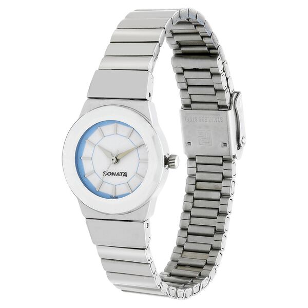 Sonata Quartz Analog White Dial Stainless Steel Strap Watch for Women - image number 2