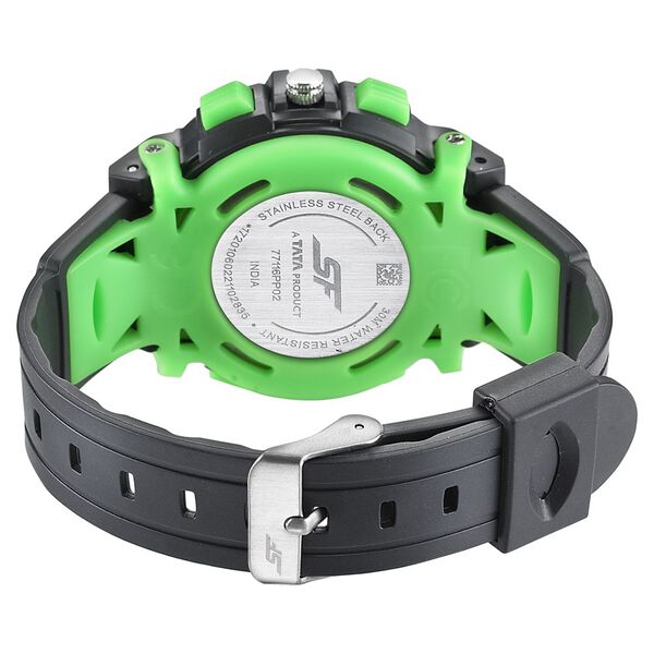 SF Quartz Analog Digital Black Dial PU Strap Watch for Men - image number 3