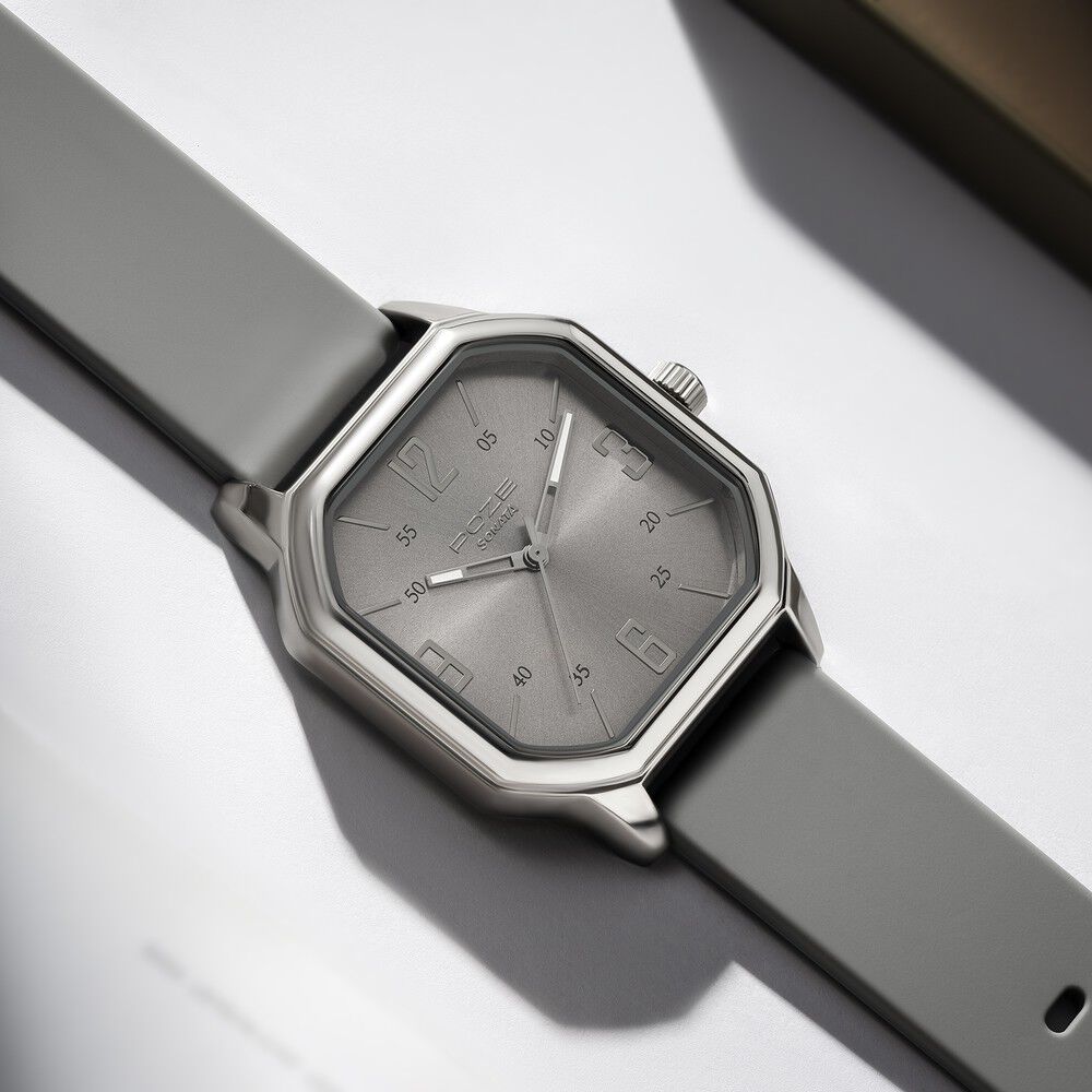 Buy Online Sonata Poze Quartz Analog Grey Dial Silicone Strap Watch for Men sp70030qp01w Sonata
