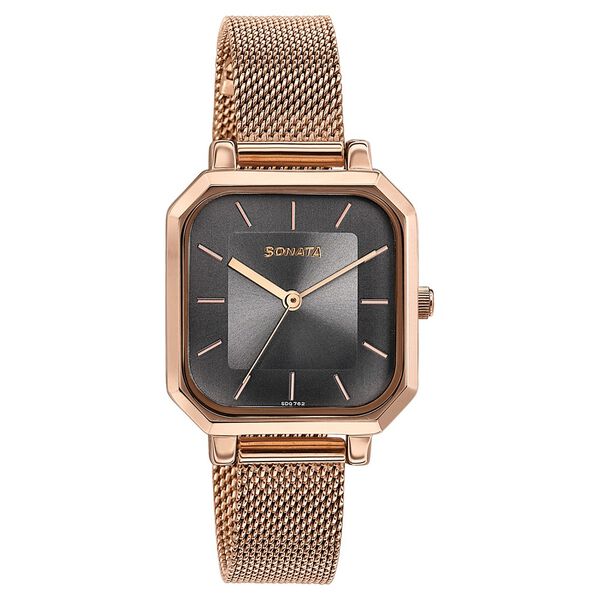 Sonata Modern Edit Quartz Analog Grey Dial Stainless Steel Strap Watch For Women - image number 1