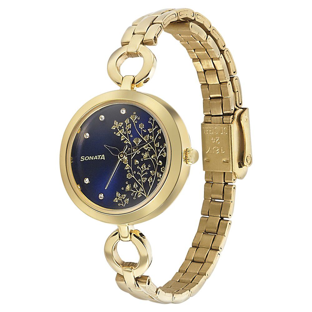 Buy Online Sonata Wedding Blue Dial Women Watch With Stainless Steel Strap nr8147ym04 Sonata