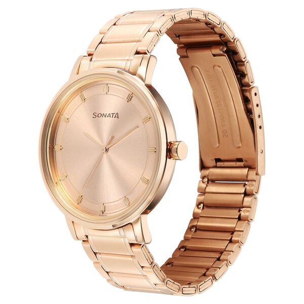 Sonata Utsav Quartz Analog Champagne Dial Stainless Steel Strap Watch for Men - image number 1