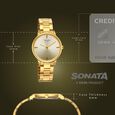 Sonata Sleek Women Silver Dial Blush Pink Leather Strap Watch - image number 3