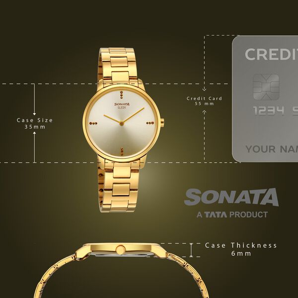 Sonata Sleek Women Silver Dial Blush Pink Leather Strap Watch - image number 3