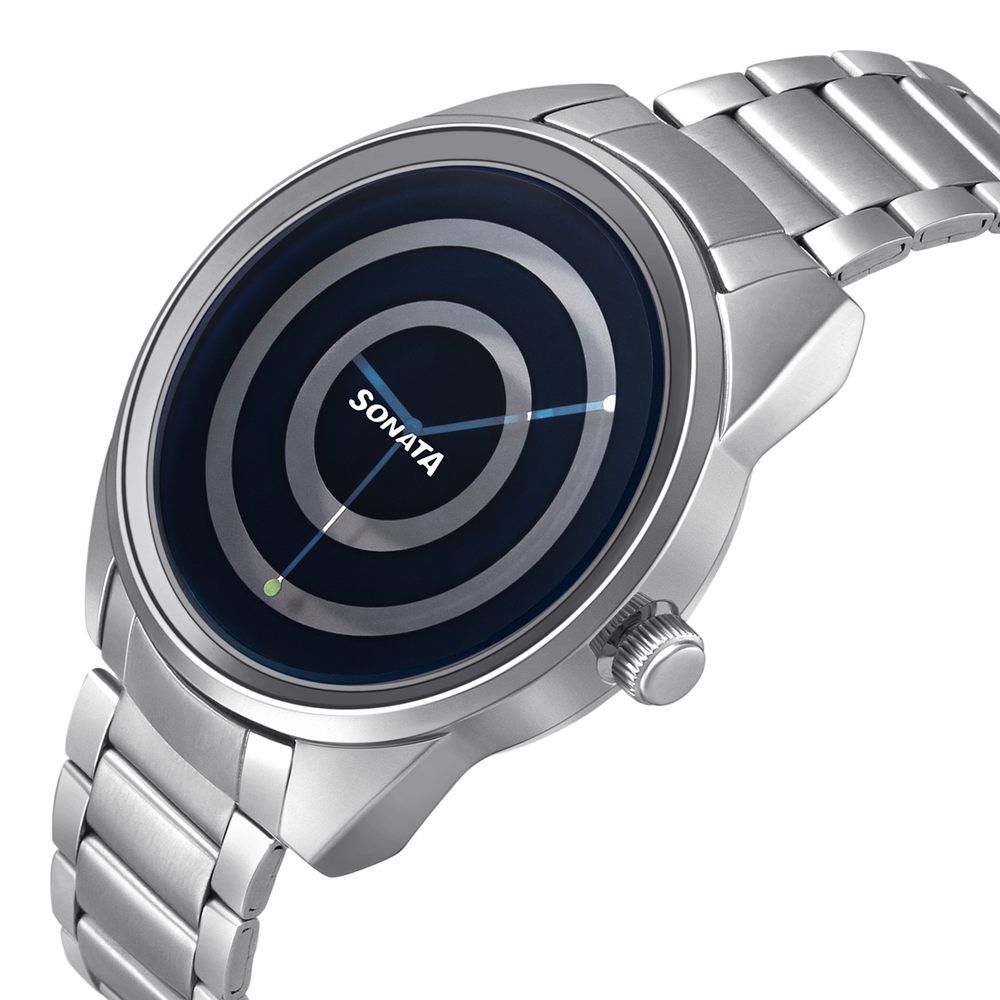 Sonata Women of Steel Blue Dial Metal Strap Watch for Women