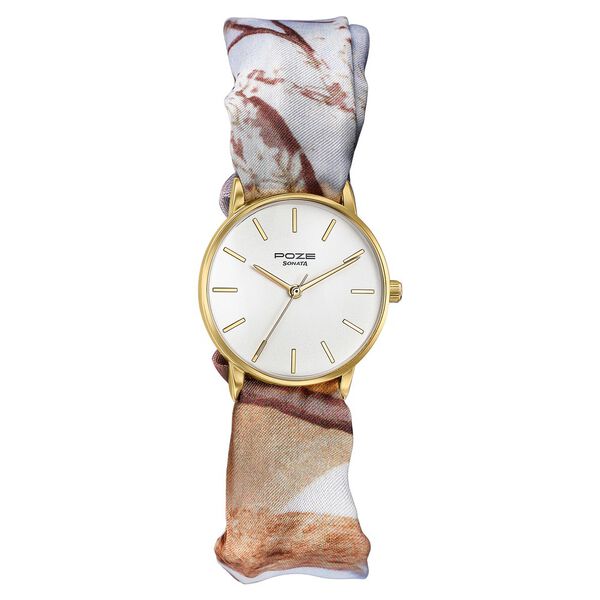 Sonata Poze Quartz Analog White Dial Multicoloured Colour Fabric Strap Watch For Women - image number 2